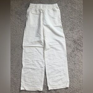 H&M White Linen Blend Pants